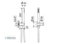 MEDIDAS CONJUNTO DUCHA CON CODO DE SALIDA  X-ALPHA BRUMA